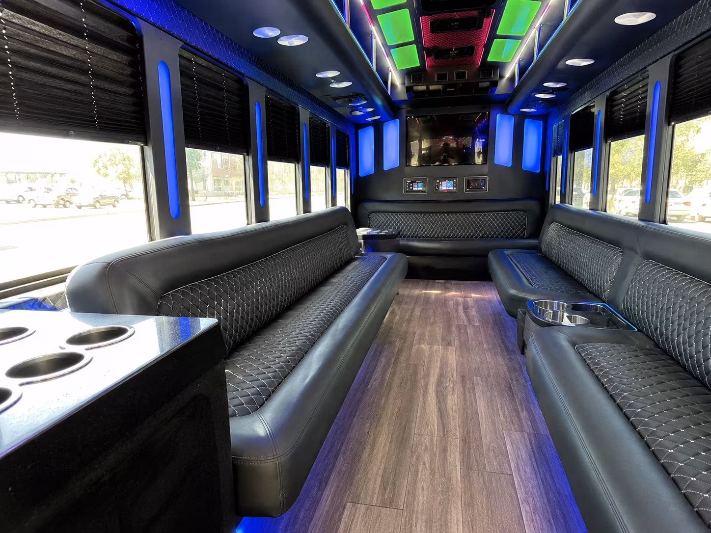 syracuse 15 passenger party bus inside