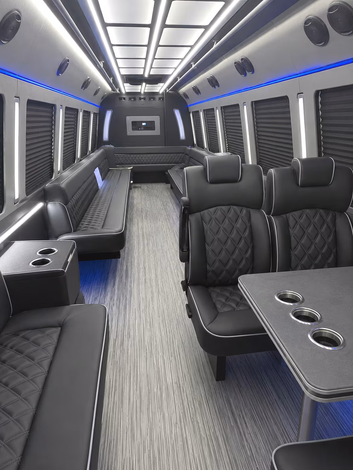 syracuse 25 passenger party bus inside